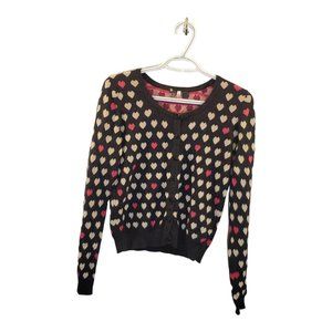 Divided size 10 heart pattern Button up Women's sweater